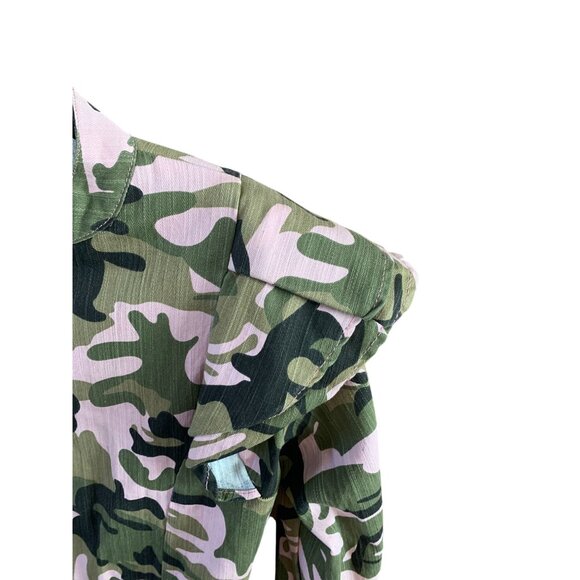 Kroix Womens Size Small Camo Ruffle Shoulder Flare Hem Full Zip Jacket Coat y2k - Picture 2 of 6
